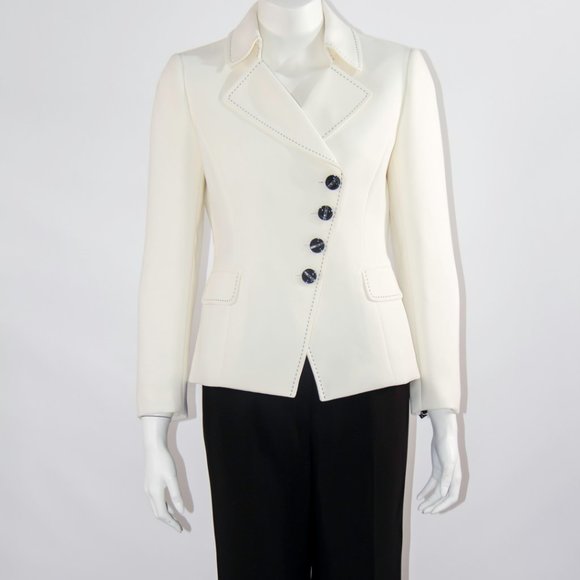 Women Set Ensemble Jacket + Pant Black White Carreer Work New with  PetiteTag 6P - Picture 1 of 13